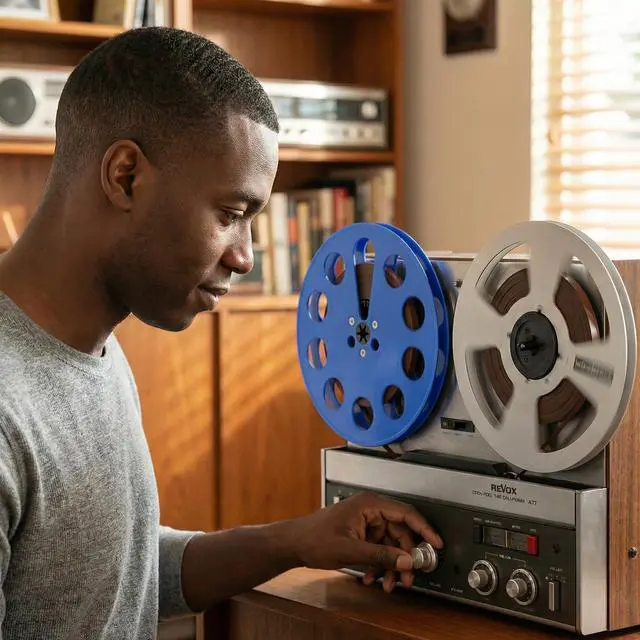 Alt view image 7 of 7 - 7 Inch Empty Takeup Reel, 1/4 Inch Reel-to-Reel Tape Reel, Blue | Durable lightweight construction for tape winding and storage, compatible with most open reel recording systems