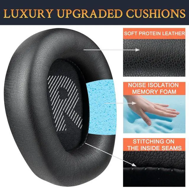 Alt view image 3 of 6 - Earpads for JBL Quantum (100/100M2/350) - Black | for JBL (Q100/Q100X/Q100P/Q100M2/Q350) Headphones