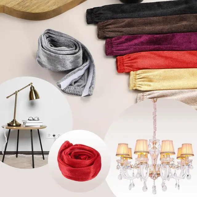 Alt view image 5 of 7 - 2.6ft Chandelier Chain Cord Cover, 2 Pcs Velvet Cloth Fabric Chain Sleeve Decorative Cord Covers for Chandelier Wires Swing Cable, Hook and Loop Fastener Style, Red