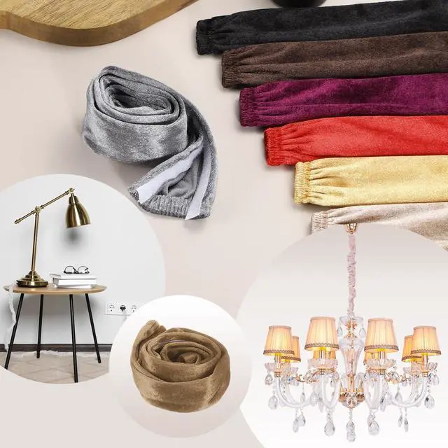 Alt view image 5 of 7 - 2.6ft Chandelier Chain Cord Cover, 2 Pcs Velvet Cloth Fabric Chain Sleeve Decorative Cord Covers for Chandelier Wires Swing Cable, Hook and Loop Fastener Style, Light Coffee