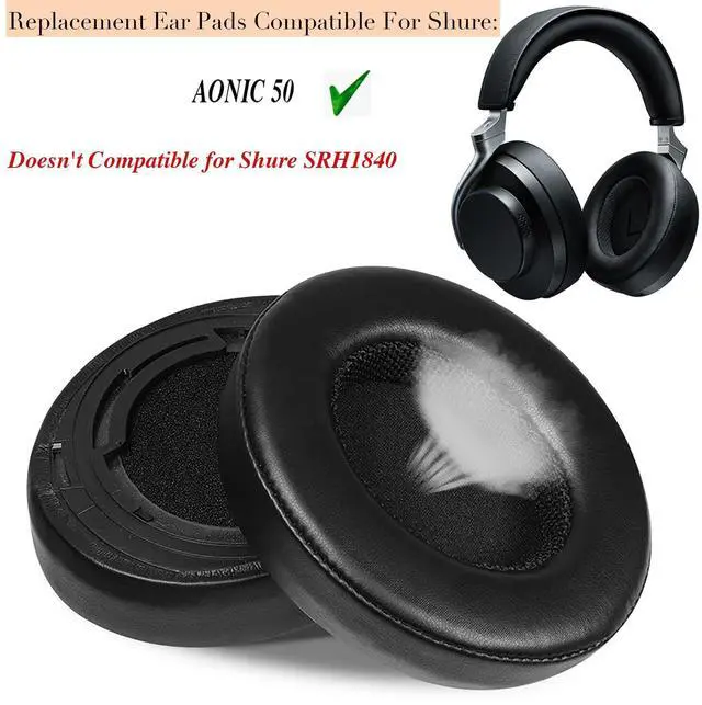 Alt view image 4 of 6 - AONIC50 Replacement Ear Pads Ear Cushions for Shure AONIC 50 Wireless Noise Cancelling ANC Headphones, aonic 50 Memory Foam earpads Protein Leather Ear Pad Cups (Black)