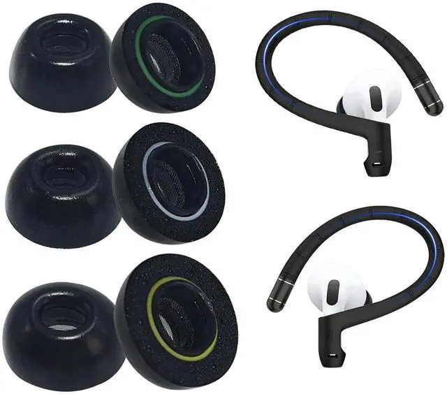 Main image of Memory Foam Ear Tips and Ear Hooks for AirPods Pro 3 Earbuds 2025 | Titanium Alloy Ear Hooks for Airpods Pro3,Durable and Stable Nti-Slip Replacement Earbud Ear Tips Accessories(Black)