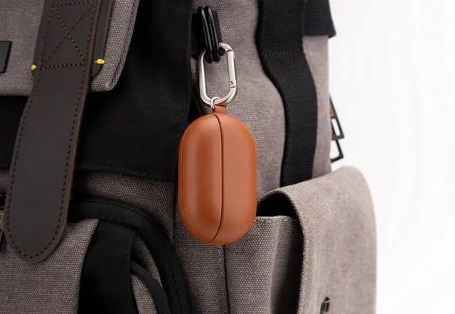 Alt view image 6 of 6 - for Beats Solo Buds Case Cover with Keychain, Handmade Case Fully-Wrapped with Top Grain Leather, Protective Hard Shell Cover for Beats Solo Buds Earbuds - Brown