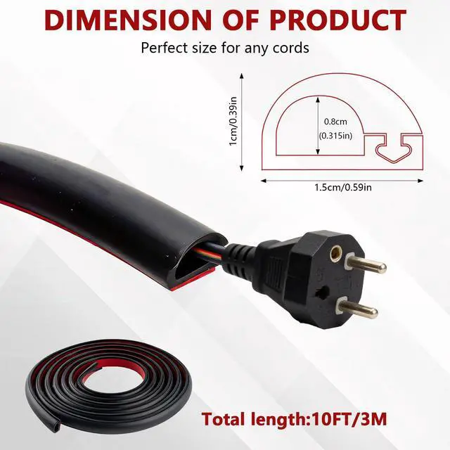 Alt view image 2 of 7 - 10 Ft Windshield Wire Hider for Car - Black PVC Side Opening Cable Cover to Hide Wires on Roof Rack, Light Bar, Dome Light & More - Universal Car Wire Hider