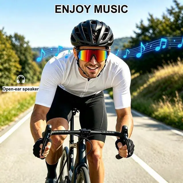 Alt view image 2 of 7 - Bluetooth Audio Smart Sports Glasses for Men Women, Gradient Red | Open-Ear Speakers, Hands-Free Calls, UV400 Protection, IPX5 Waterproof, Polarized Sunglasses for Cycling Running Hiking