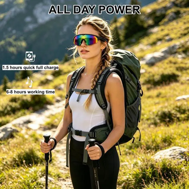 Alt view image 6 of 7 - Bluetooth Audio Smarts Sports Glasses for Men Women, Gradient Blue | Open-Ear Speakers, Hands-Free Calls, UV400 Protection, IPX5 Waterproof, Polarized Sunglasses for Cycling Running Hiking