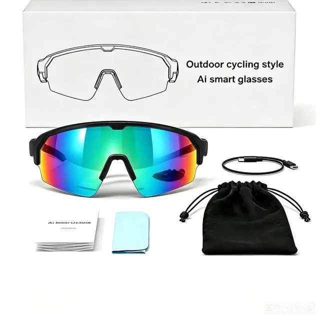 Alt view image 7 of 7 - Bluetooth Audio Smarts Sports Glasses for Men Women, Gradient Blue | Open-Ear Speakers, Hands-Free Calls, UV400 Protection, IPX5 Waterproof, Polarized Sunglasses for Cycling Running Hiking
