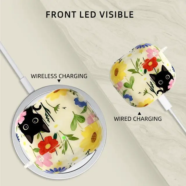 Alt view image 4 of 7 - Cute Cartoon Cat Pattern Compatible with AirPods 4 Case 2024 (White) | Hard TPU Case for AirPods 4th Generation with Trendy Keychain Ring and Cleaning Kit for Girls Women