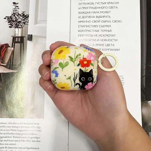 Alt view image 6 of 7 - Cute Cartoon Cat Pattern Compatible with AirPods 4 Case 2024 (White) | Hard TPU Case for AirPods 4th Generation with Trendy Keychain Ring and Cleaning Kit for Girls Women