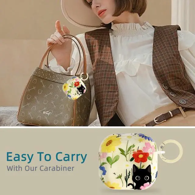 Alt view image 7 of 7 - Cute Cartoon Cat Pattern Compatible with AirPods 4 Case 2024 (White) | Hard TPU Case for AirPods 4th Generation with Trendy Keychain Ring and Cleaning Kit for Girls Women