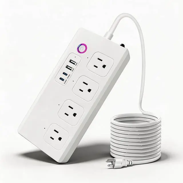 Main image of Smart WiFi Power Strip Surge Protector, Extension Cord w/ 4 Individually Controlled AC Outlets and 4 USB Ports(3USB A+1USB C), Voice/Remote Control Smart Plug Works with Alexa, Google Home, IFTTT