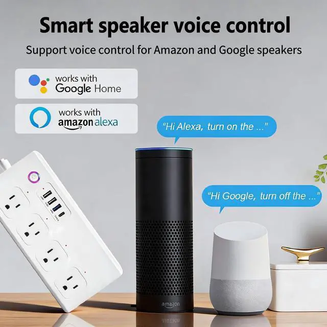 Alt view image 4 of 6 - Smart WiFi Power Strip Surge Protector, Extension Cord w/ 4 Individually Controlled AC Outlets and 4 USB Ports(3USB A+1USB C), Voice/Remote Control Smart Plug Works with Alexa, Google Home, IFTTT