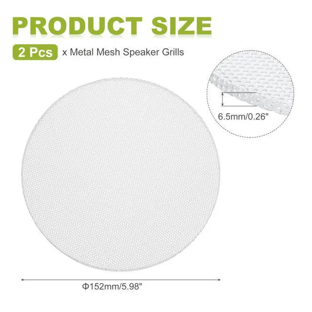 Alt view image 2 of 6 - Universal 6 Inch Speaker Grills Cover Without Frame, White Metal Speaker Grills Mesh Subwoofer Mesh Cover Guard Protector for Car Home Audio, Pack of 2
