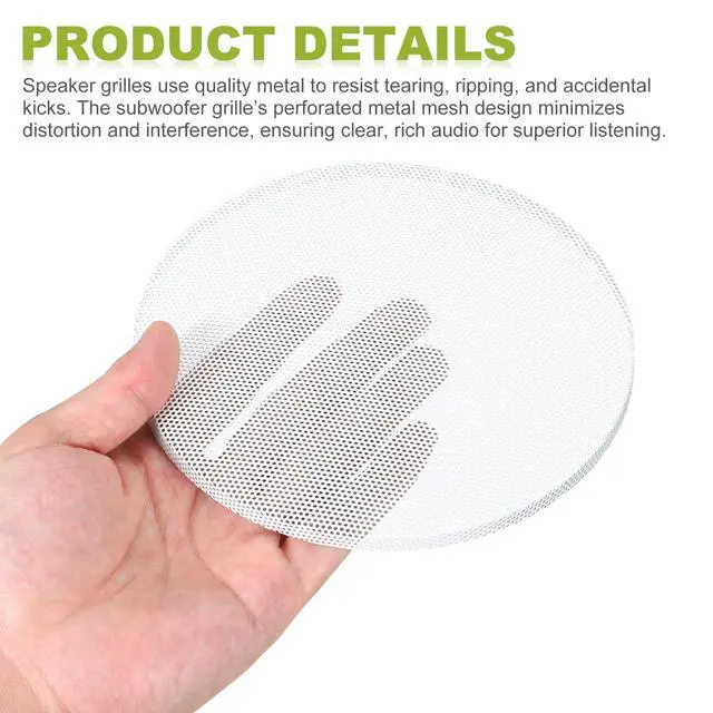 Alt view image 3 of 6 - Universal 6 Inch Speaker Grills Cover Without Frame, White Metal Speaker Grills Mesh Subwoofer Mesh Cover Guard Protector for Car Home Audio, Pack of 2