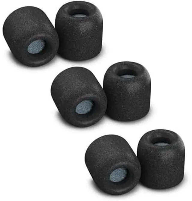 Main image of Memory Foam Replacement Ear Tips, Black, Medium (3 Pairs) | For Bang and Olufsen Play Beoplay Earbuds, Ultimate Comfort, Secure Fit, Superior Noise Isolation
