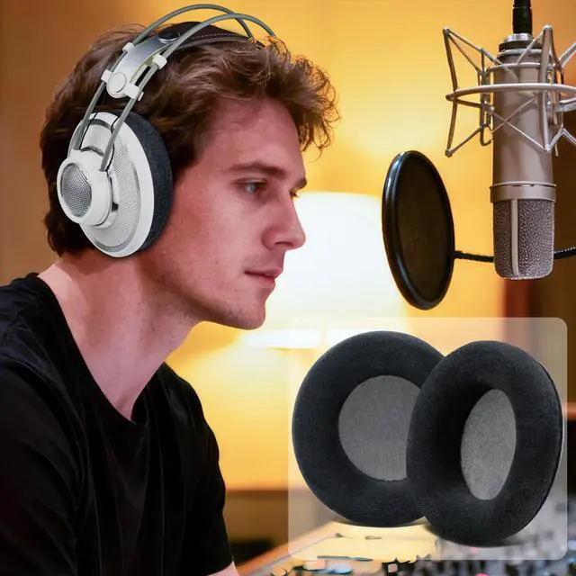 Alt view image 5 of 6 - Velour Professional Replacement Earpads Cushions for AKG K701, K702, Q701, Q702, K601, K612, K712 Headphones, Ear Pads with Softer Velour, High-Density Foam - Black