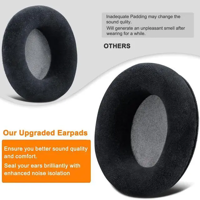 Alt view image 6 of 6 - Velour Professional Replacement Earpads Cushions for AKG K701, K702, Q701, Q702, K601, K612, K712 Headphones, Ear Pads with Softer Velour, High-Density Foam - Black