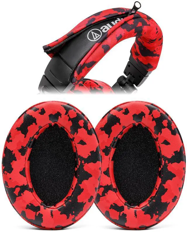 Main image of PadZ & BandZ Bundle - Replacement Earpads and Headband Cover for ATH M50X and M Series Headphones | Red Camo Pack