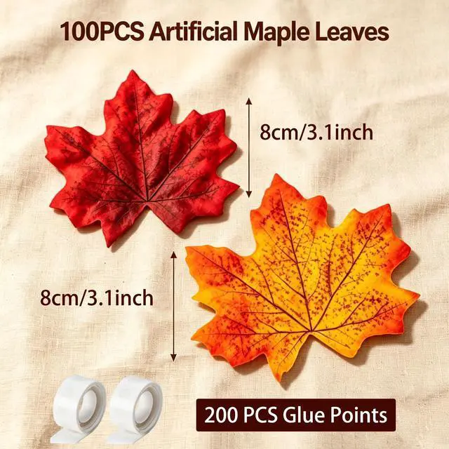 Alt view image 7 of 7 - 8x6FT Fall Pumpkin Backdrop Thanksgiving Backdrop with 100 Maple Leaves | Glue dots, 10m ribbon, wooden barn truck harvest design, photography, party photo booth decorations