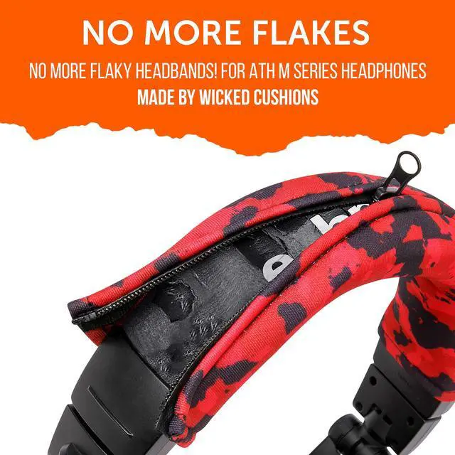 Alt view image 5 of 7 - PadZ & BandZ Bundle - Replacement Earpads and Headband Cover for ATH M50X and M Series Headphones | Red Camo Pack