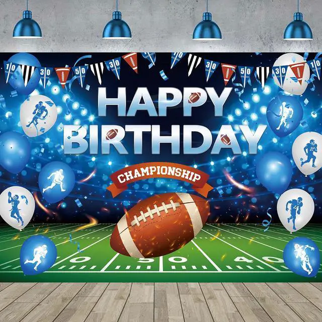Main image of Football Happy Birthday Backdrop 8x6FT American Football Sports Themed Photography Background Boys Birthday Party Decorations Supplies Photo Props