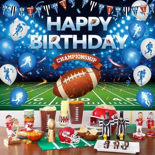 Alt view image 2 of 7 - Football Happy Birthday Backdrop 8x6FT American Football Sports Themed Photography Background Boys Birthday Party Decorations Supplies Photo Props
