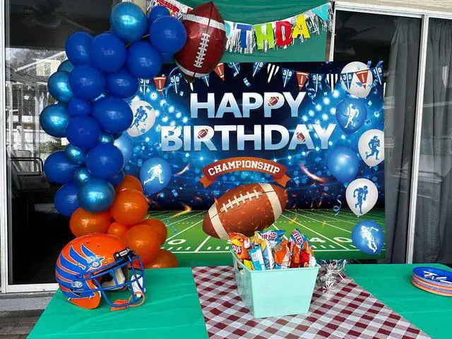 Alt view image 3 of 7 - Football Happy Birthday Backdrop 8x6FT American Football Sports Themed Photography Background Boys Birthday Party Decorations Supplies Photo Props