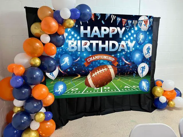 Alt view image 5 of 7 - Football Happy Birthday Backdrop 8x6FT American Football Sports Themed Photography Background Boys Birthday Party Decorations Supplies Photo Props