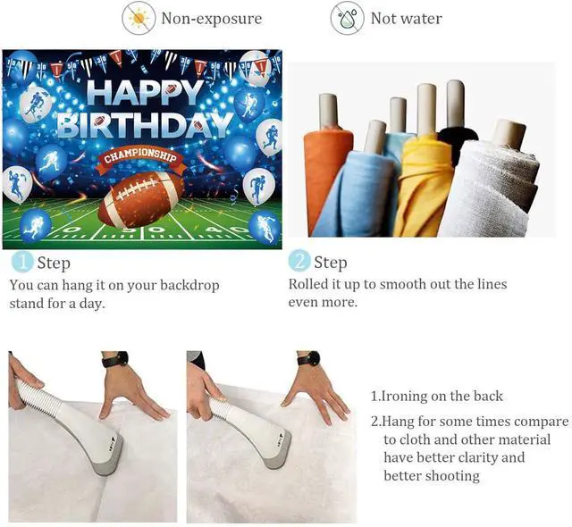 Alt view image 7 of 7 - Football Happy Birthday Backdrop 8x6FT American Football Sports Themed Photography Background Boys Birthday Party Decorations Supplies Photo Props