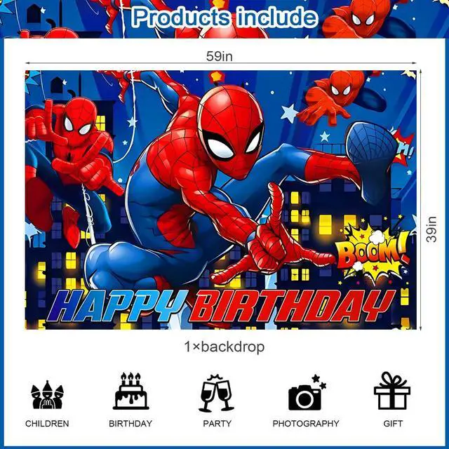 Alt view image 2 of 6 - Spider Man Birthday Party Backdrop Photo Background Spider Hero Man Birthday Party Decorations Banner Cartoon Hero Theme Photography Backdrop