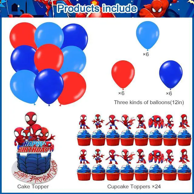 Alt view image 3 of 6 - Spider Man Birthday Party Backdrop Photo Background Spider Hero Man Birthday Party Decorations Banner Cartoon Hero Theme Photography Backdrop