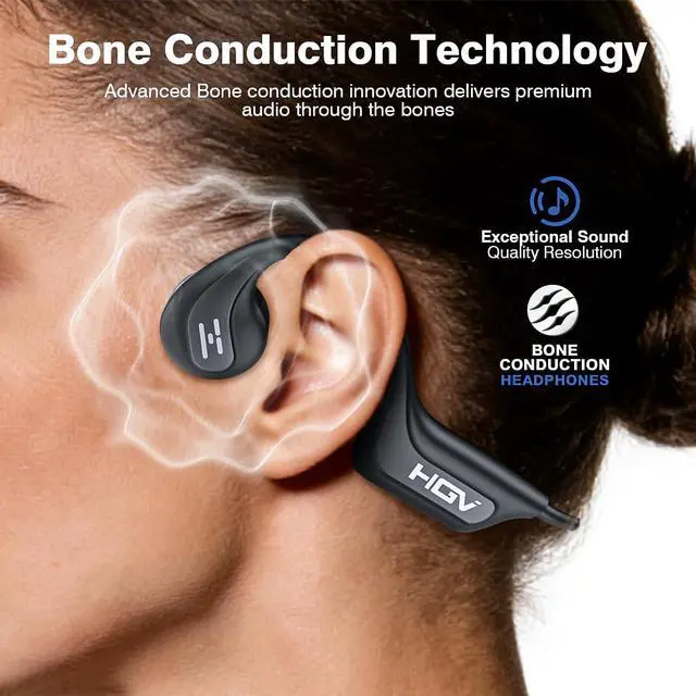 Alt view image 2 of 7 - 2026 New Bone Conduction Headphones Wireless Bluetooth 6.0,Open Ear Running Headphones with Mic,IP65 Waterproof & 10H Playtime,Lightweight Comfort,3 EQ Modes for Cycling,Gym,Workouts (Black)