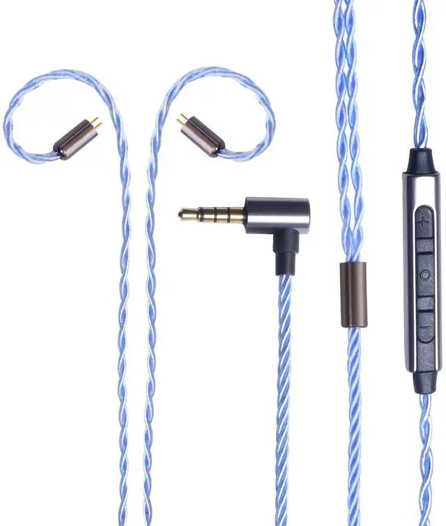 Main image of Earphone Upgrade Cable,0.78mm 2pin Earbuds Replacement Cord,4 Cores OFC Silver Plated Earphones Audio Adapter for KZ ES4 ED16 ZS5 ZS6 ZSR ZST ZS10 (0.78mm,Blue,Mic)