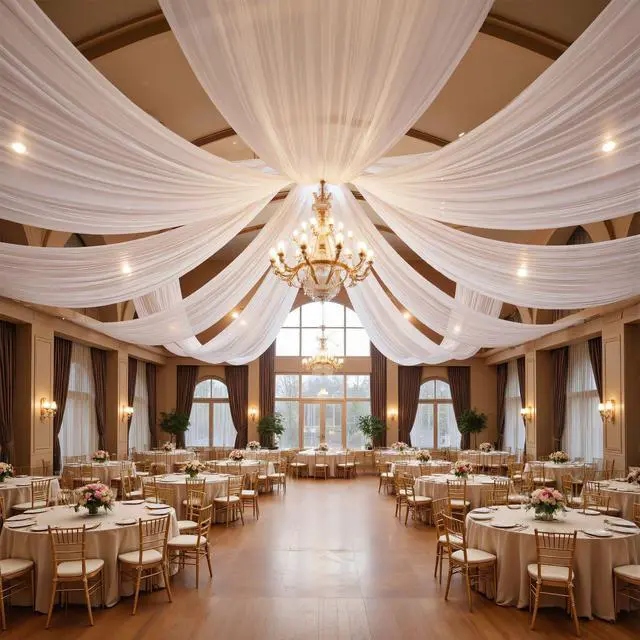 Alt view image 6 of 7 - Silver Metallic Ceiling Drapes Hanging Kit 24 Inches Hoop Metal Hardware Kit for Wedding Drapes Decorations