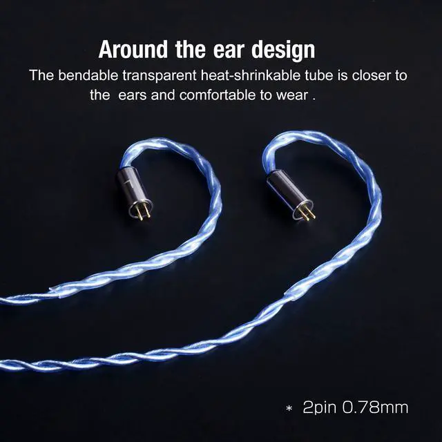 Alt view image 5 of 6 - Earphone Upgrade Cable,0.78mm 2pin Earbuds Replacement Cord,4 Cores OFC Silver Plated Earphones Audio Adapter for KZ ES4 ED16 ZS5 ZS6 ZSR ZST ZS10 (0.78mm,Blue,Mic)