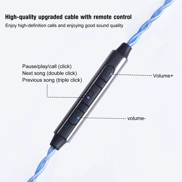 Alt view image 6 of 6 - Earphone Upgrade Cable,0.78mm 2pin Earbuds Replacement Cord,4 Cores OFC Silver Plated Earphones Audio Adapter for KZ ES4 ED16 ZS5 ZS6 ZSR ZST ZS10 (0.78mm,Blue,Mic)