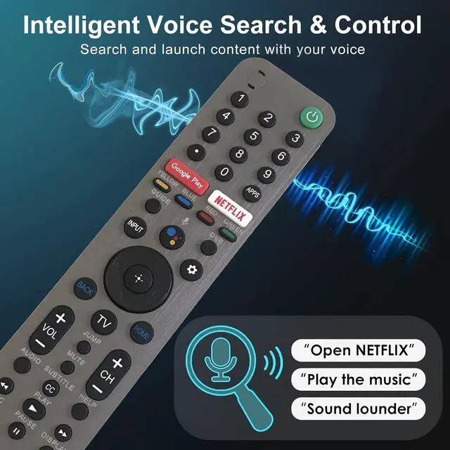 Alt view image 4 of 6 - Voice Replacement Remote Control for Sony Bravia Smart TV XBR-A9G XBR-55X950H XBR-55X950G XBR-55X800H XBR-55X900H XBR-65X950G XBR-65A9G XBR-55A9G XBR-77A9G XBR-48A9S XBR-55X850G XBR-75X950G