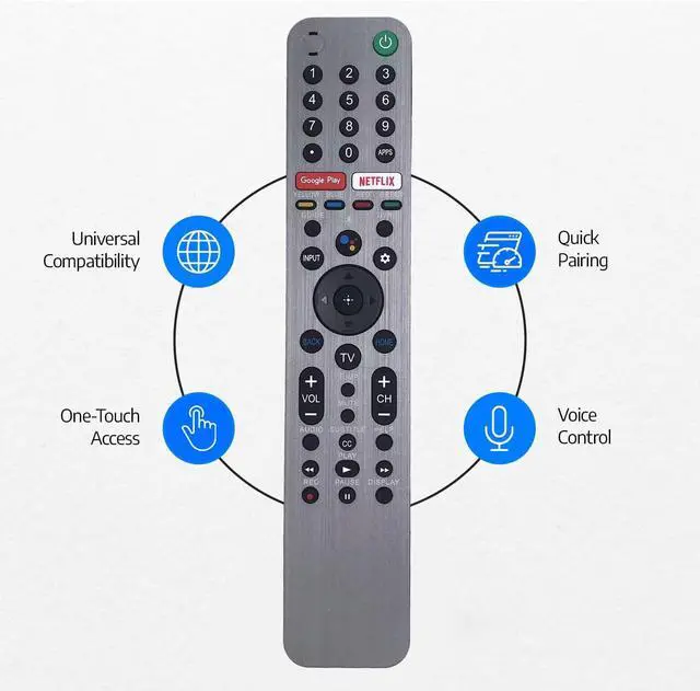 Alt view image 5 of 6 - Voice Replacement Remote Control for Sony Bravia Smart TV XBR-A9G XBR-55X950H XBR-55X950G XBR-55X800H XBR-55X900H XBR-65X950G XBR-65A9G XBR-55A9G XBR-77A9G XBR-48A9S XBR-55X850G XBR-75X950G