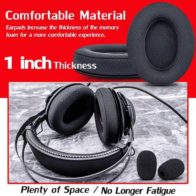 Alt view image 6 of 7 - Revolver Ear Pads for Cloud Revolver/Revolver S Headset I Thicker 1 Inch Enhanced Memory Foam - Breathable Mesh Upgrade More Comfort by