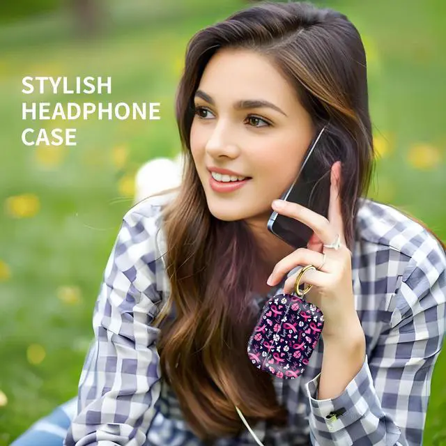 Alt view image 2 of 6 - Compatiable with AirPod Pro 2nd/1st Generation Case,Lightweight & Durable Resistant Hard Case with Keychain,Stylish Design AirPod Case Cover for Women(Pink Ribbon Bow)