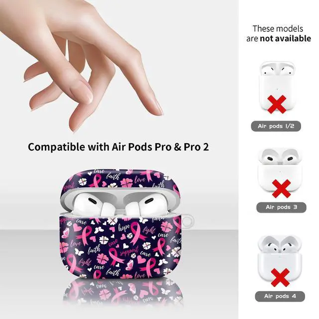 Alt view image 6 of 6 - Compatiable with AirPod Pro 2nd/1st Generation Case,Lightweight & Durable Resistant Hard Case with Keychain,Stylish Design AirPod Case Cover for Women(Pink Ribbon Bow)