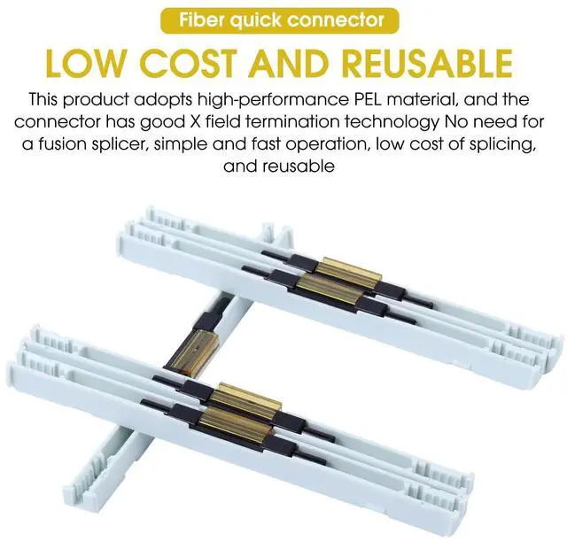 Alt view image 6 of 6 - 10-Pack Fiber Optic Quick Connector Optical Fiber Mechanical Splice for 2.00 * 3.00mm Fiber Optic Drop Cable
