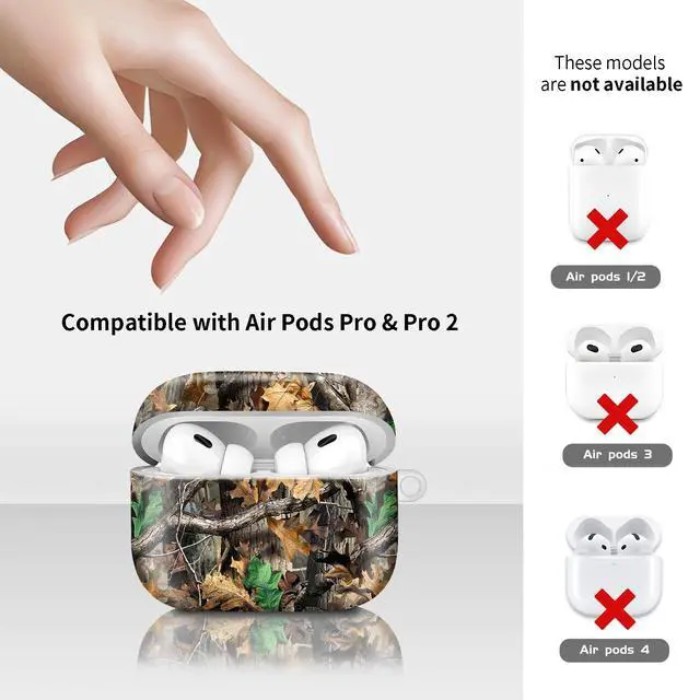 Alt view image 6 of 6 - Compatiable with AirPod Pro 2nd/1st Generation Case,Lightweight & Durable Resistant Hard Case with Keychain,Stylish Design AirPod Case Cover for Women(Hunting Camo)