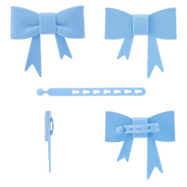 Alt view image 2 of 6 - Silicone Bow Headphone Decor Accessories, 4 Pack 3D Cute Earphone Accessories for Women Girls, Gamer Gift for Christmas,Cute Headphone Decorations for Girls-Blue & Purple