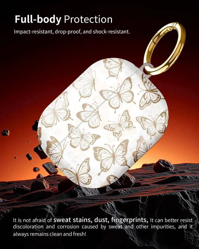 Alt view image 2 of 6 - Compatible with AirPod Pro 3 Case 2025,Shockproof Hard Protective Case,Wireless Charging Compatible, Trendy Elegant Design Cover for Women Men(Butterfly Background Texture)