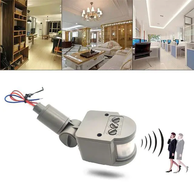 Alt view image 2 of 6 - PIR Motion Detector, Motion Sensor Replacement, AC110-220V, Waterproof Outdoor,Human Body Sensor for LED Light, Auto Dusk to Dawn Inductor Switch (Gey)
