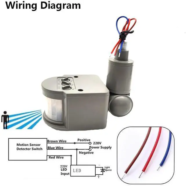 Alt view image 4 of 6 - PIR Motion Detector, Motion Sensor Replacement, AC110-220V, Waterproof Outdoor,Human Body Sensor for LED Light, Auto Dusk to Dawn Inductor Switch (Gey)