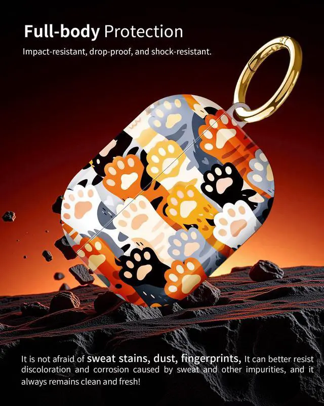 Alt view image 2 of 6 - Compatible with AirPod Pro 3 Case 2025,Shockproof Hard Protective Case,Wireless Charging Compatible, Trendy Elegant Design Cover for Women Men(Colorful Animal Paws)