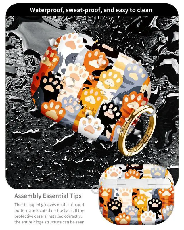 Alt view image 5 of 6 - Compatible with AirPod Pro 3 Case 2025,Shockproof Hard Protective Case,Wireless Charging Compatible, Trendy Elegant Design Cover for Women Men(Colorful Animal Paws)