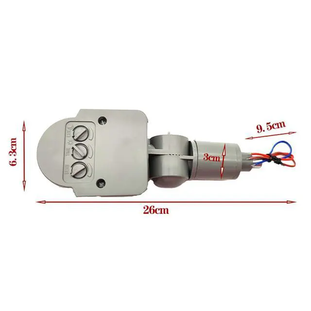 Alt view image 6 of 6 - PIR Motion Detector, Motion Sensor Replacement, AC110-220V, Waterproof Outdoor,Human Body Sensor for LED Light, Auto Dusk to Dawn Inductor Switch (Gey)